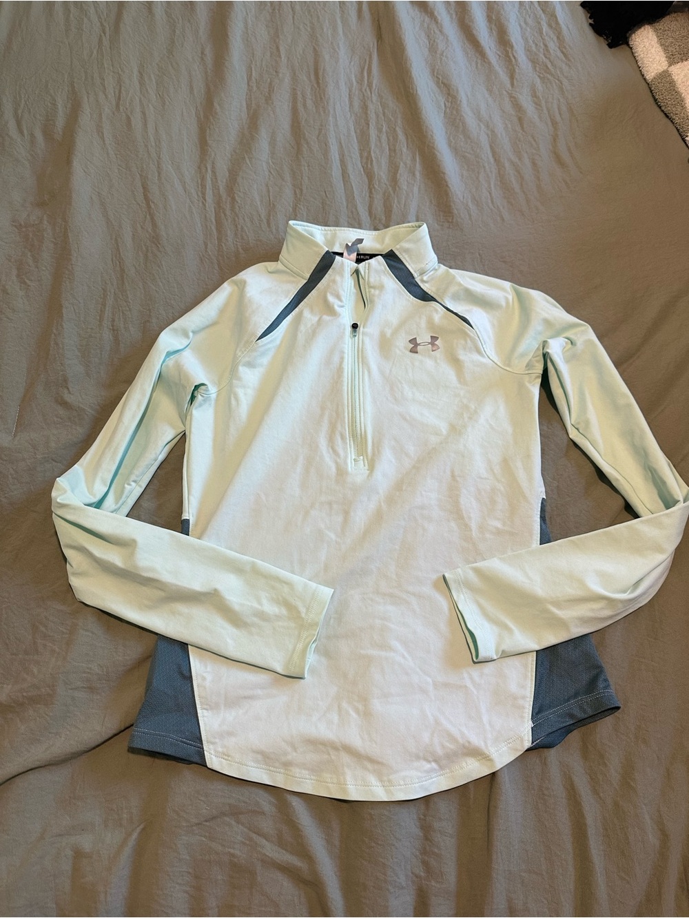 Echo Mint Green and Charcoal Run Quarter-Zip